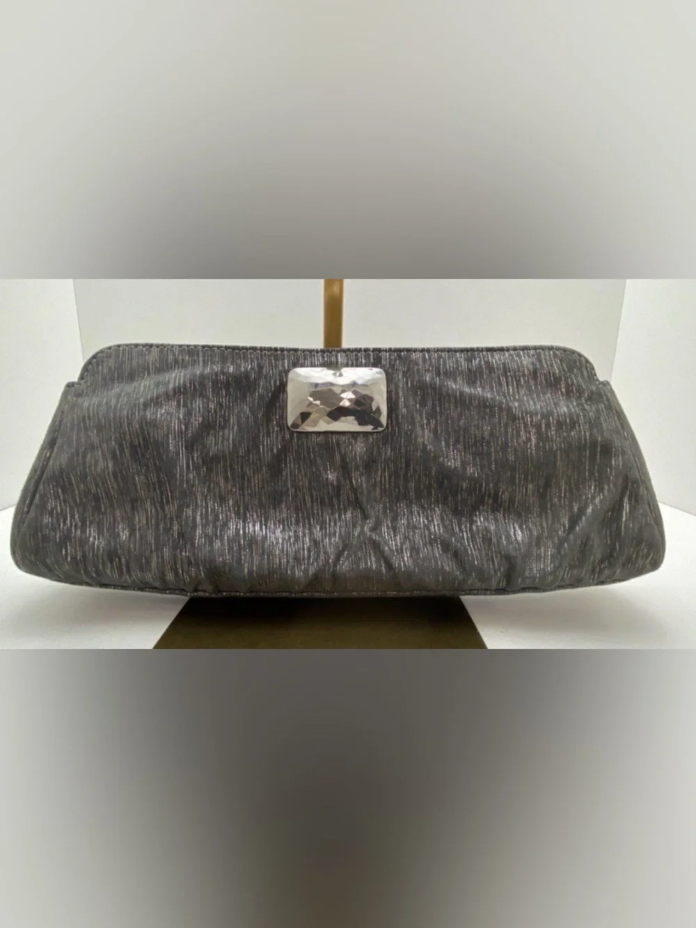 Vintage Lauren Merkin Michelle Fantaci Elegant Dark Gray Evening Clutch Cocktail
